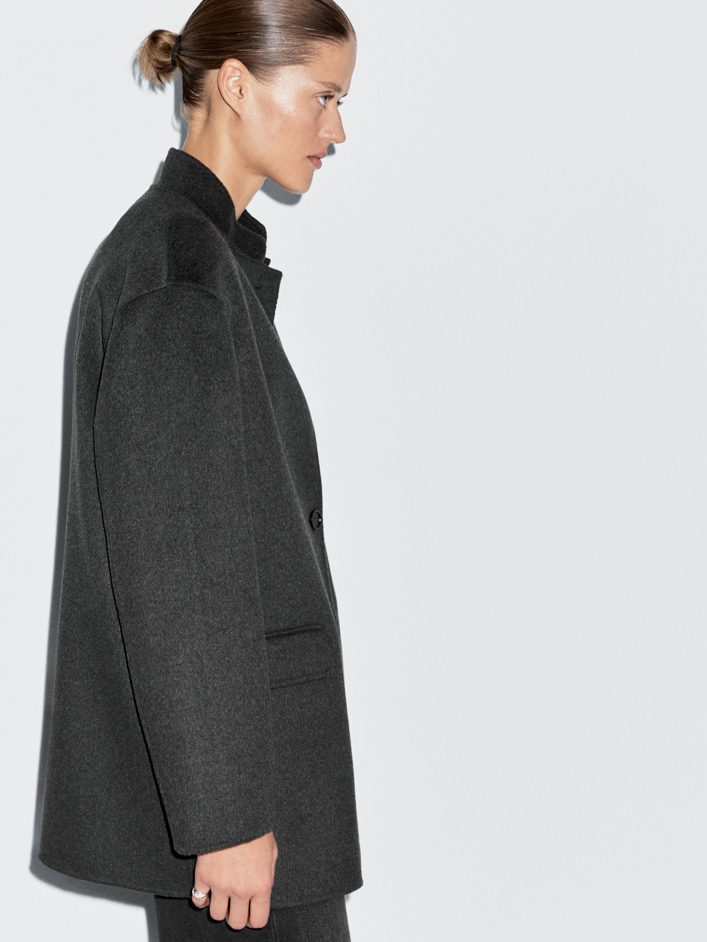Wool blend high neck coat | Massimo Dutti UK