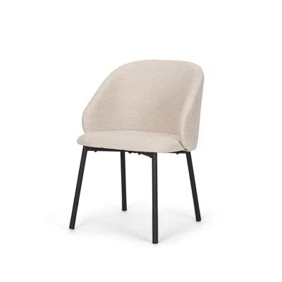 Cream and Black Upholstered Fabric And Metal Dining Side Chair | Wayfair North America