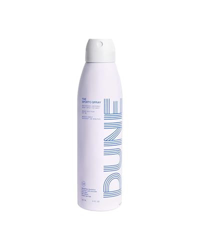 DUNE SUNCARE The Sporto Spray - Broad Spectrum SPF 50 Protection Body Sunscreen, Invisible Non-Aerosol Spray, 80 Min. Sweat & Water Resistance, Skin Nourishing Vitamin E, Aloe, Avocado Oil (5.5 Fl Oz) | Amazon (US)