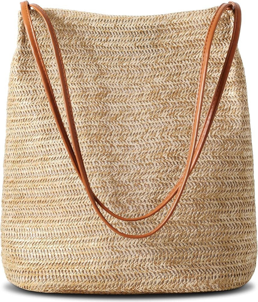 Tavaleu Straw Beach Bags for Women, Tote Handbag Shoulder Bag for Women, Beach Straw Purse Bucket... | Amazon (US)