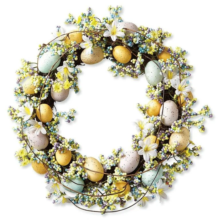 Wreath Easter Eggs Wreath - Large 17" Wreath with Faux Pastel Easter Eggs, Berries, Spring Décor... | Walmart (US)