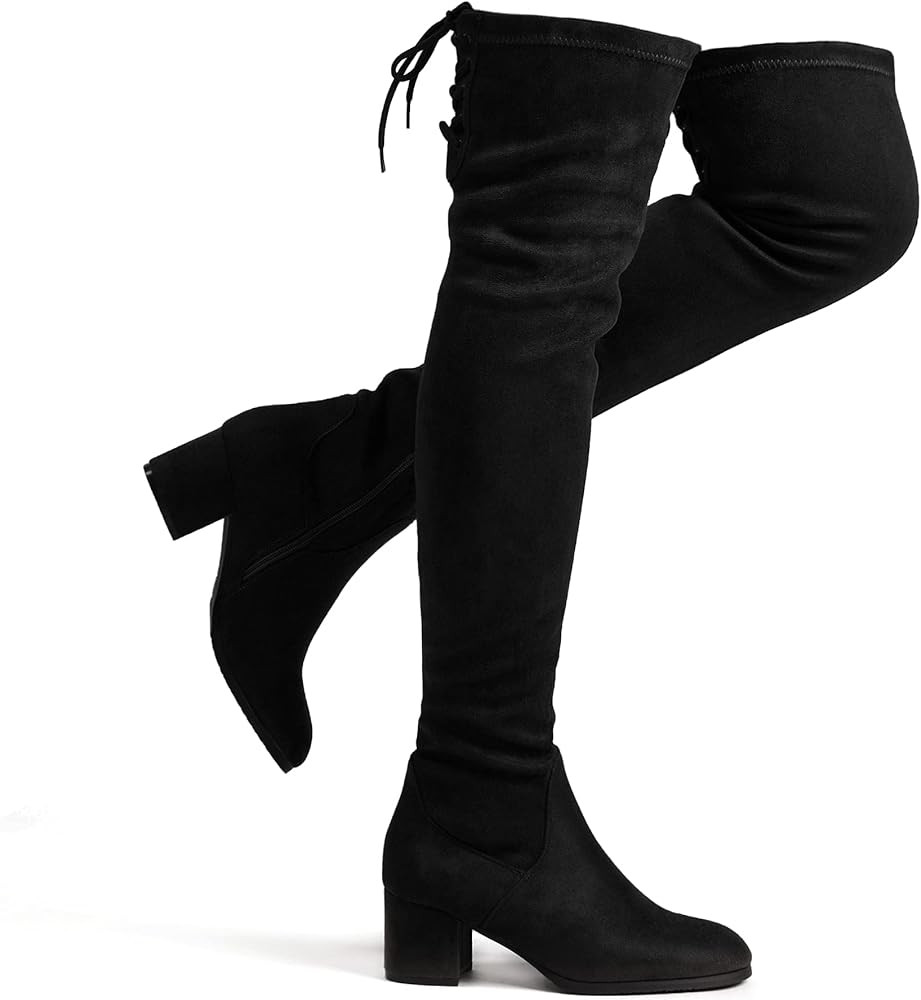 DREAM PAIRS Women's Over The Knee Thigh High Chunky Heel Boots | Amazon (US)