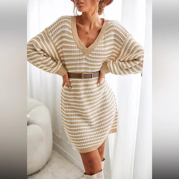 Cupshe Cora Striped Sweater Dress Size Medium | Poshmark