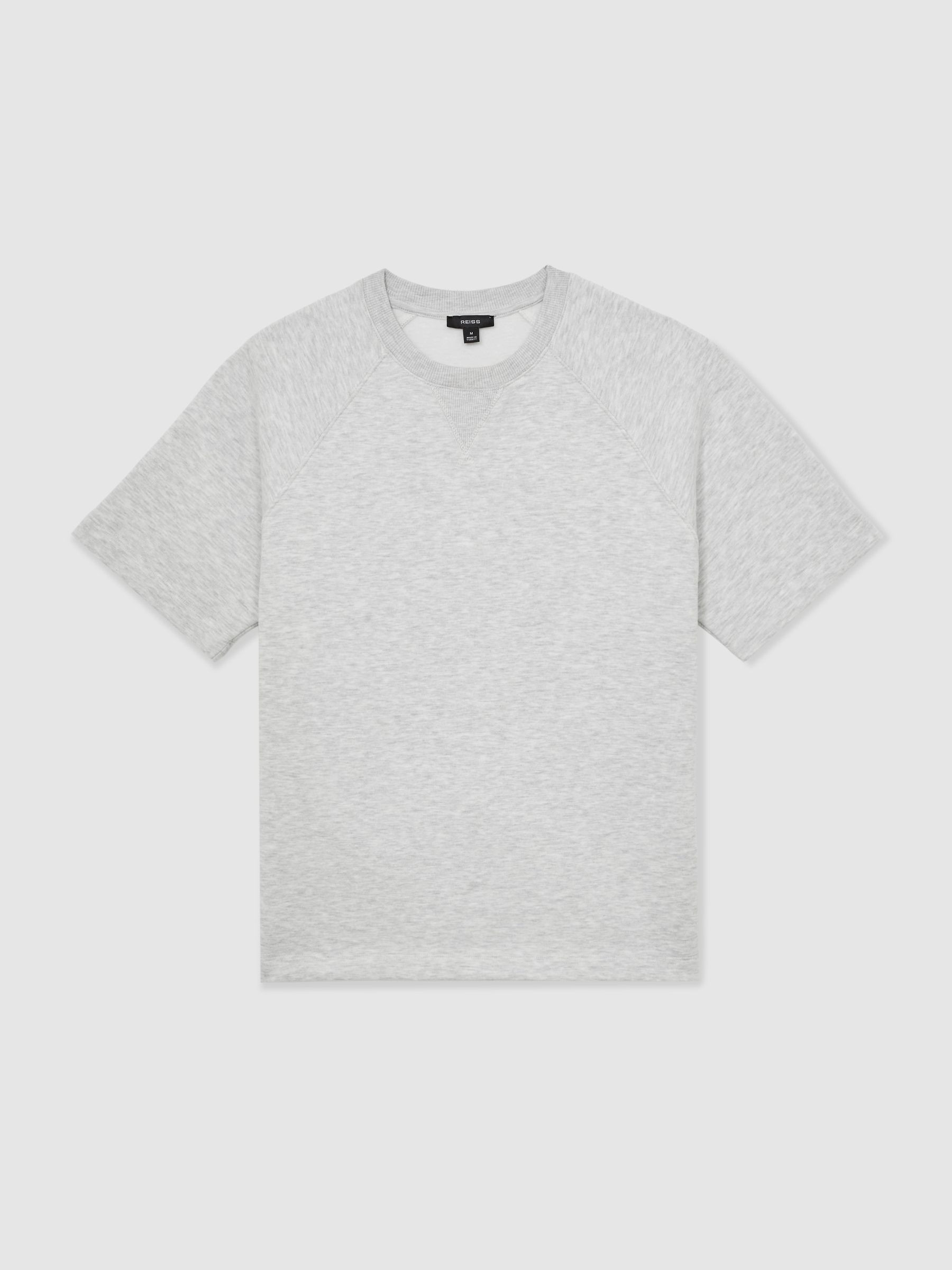 Reiss Cotton-Blend Oversize Raglan T-shirt in Soft Grey - REISS | Reiss UK
