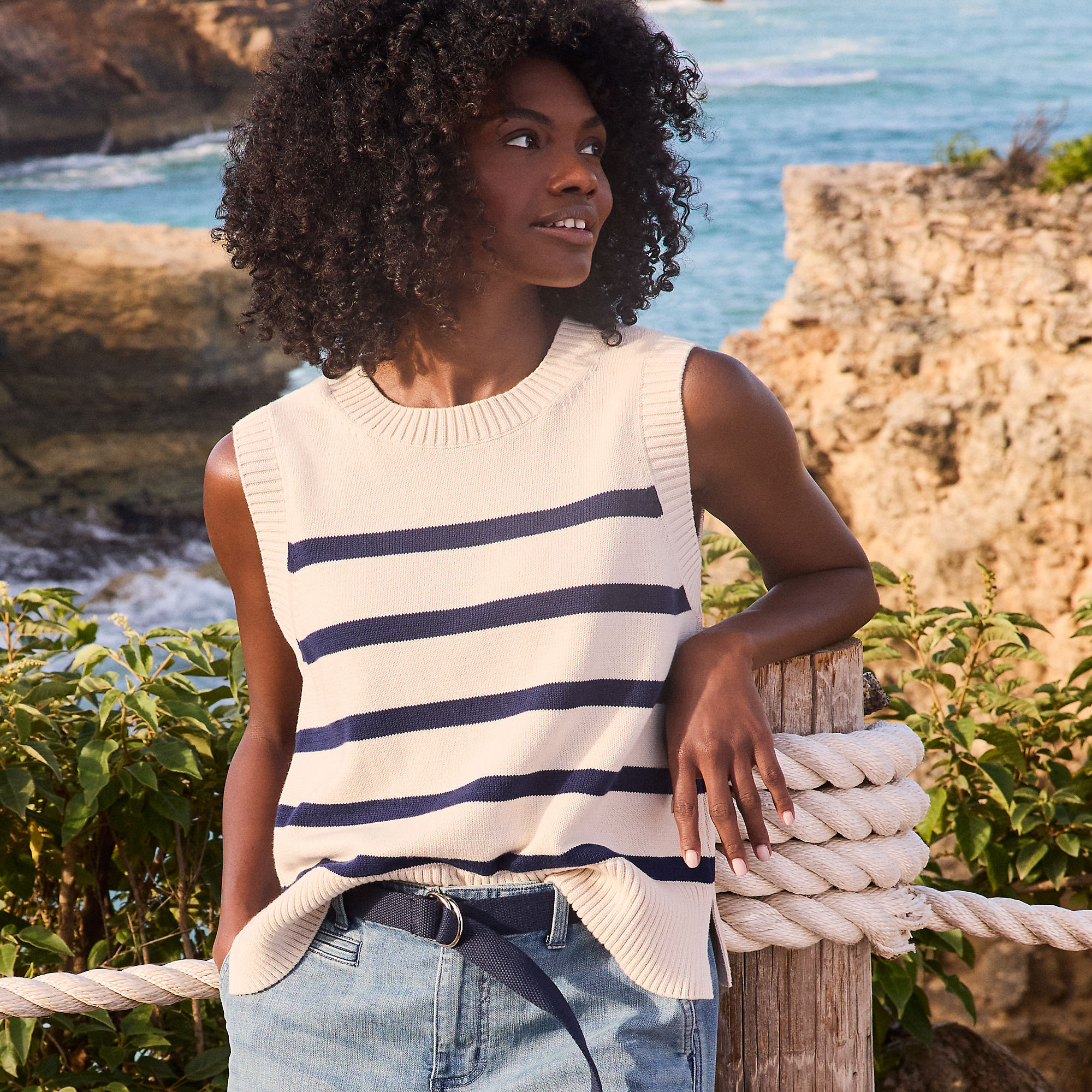 Women's Drifter Cable Stitch Sweater | Lands' End (US)