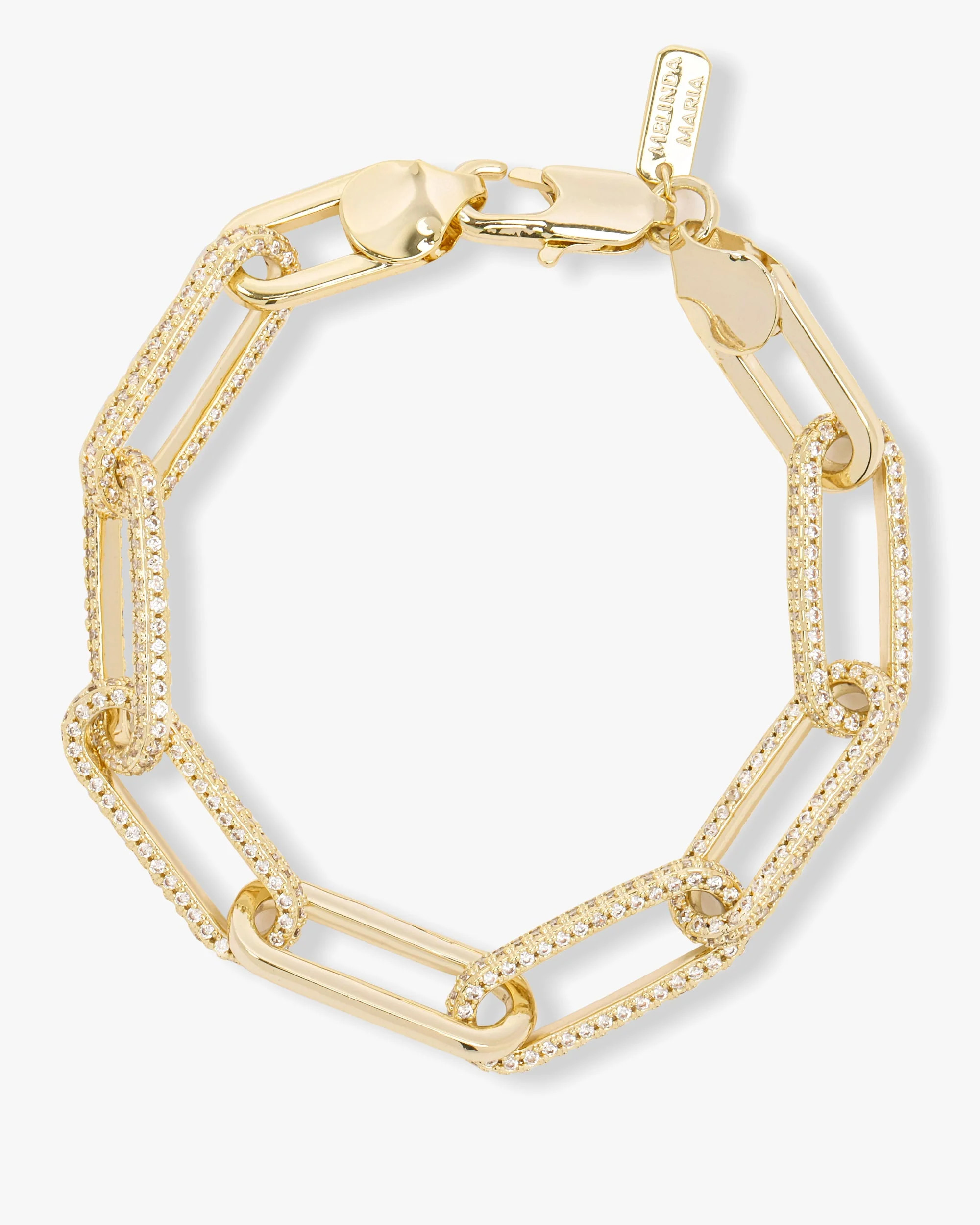 Carrie Pavé Chain Link Bracelet - Gold|White Diamondettes | Melinda Maria Jewelry