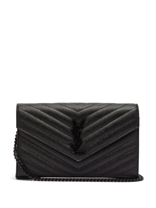 Saint Laurent - Ysl-plaque Quilted Grained-leather Cross-body Bag - Womens - Black | Matches (US)