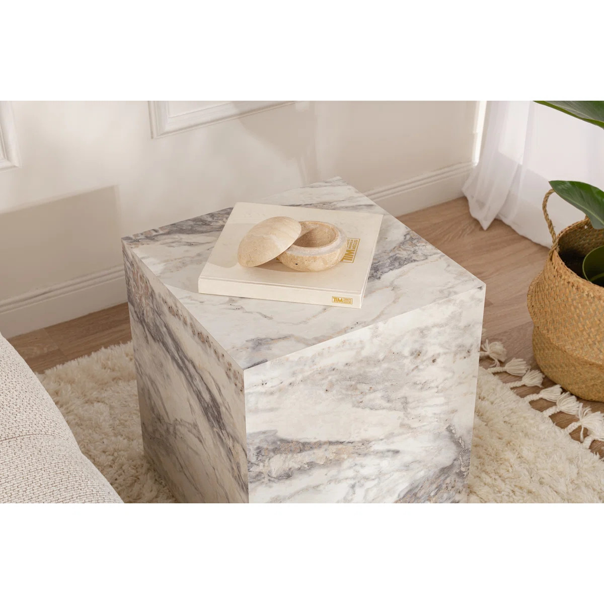Chrisina Modern Side Table, Freesia Marble Finish, 17.7 x 19.7 x 17.7 inches | 100% MDF Construct... | Wayfair North America