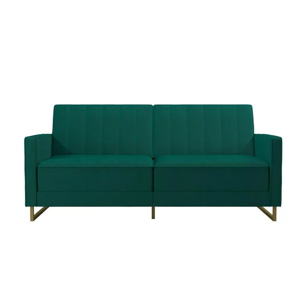 Novogratz Skylar Coil Futon, Modern Sofa Bed and Couch, Green Velvet - Walmart.com | Walmart (US)