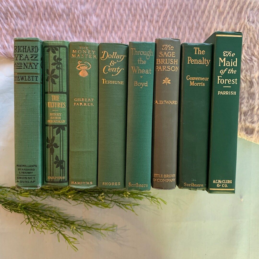 Shades of Light Green | Books by Color | Vintage Decor Books | Etsy (US)