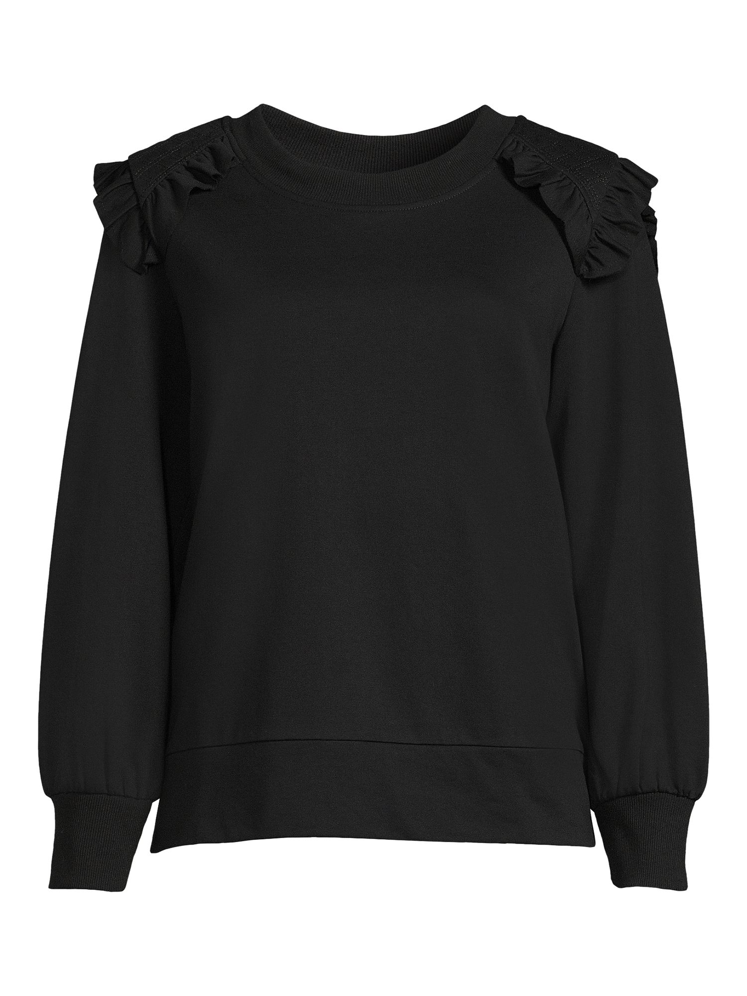 Time and Tru Women's Quilted Ruffle Sweatshirt - Walmart.com | Walmart (US)