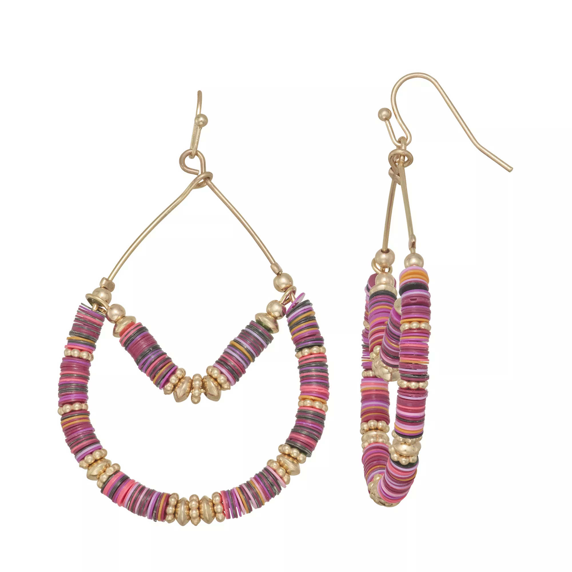 Emberly Gold Tone Sequin Double Drop Earrings | Kohl's