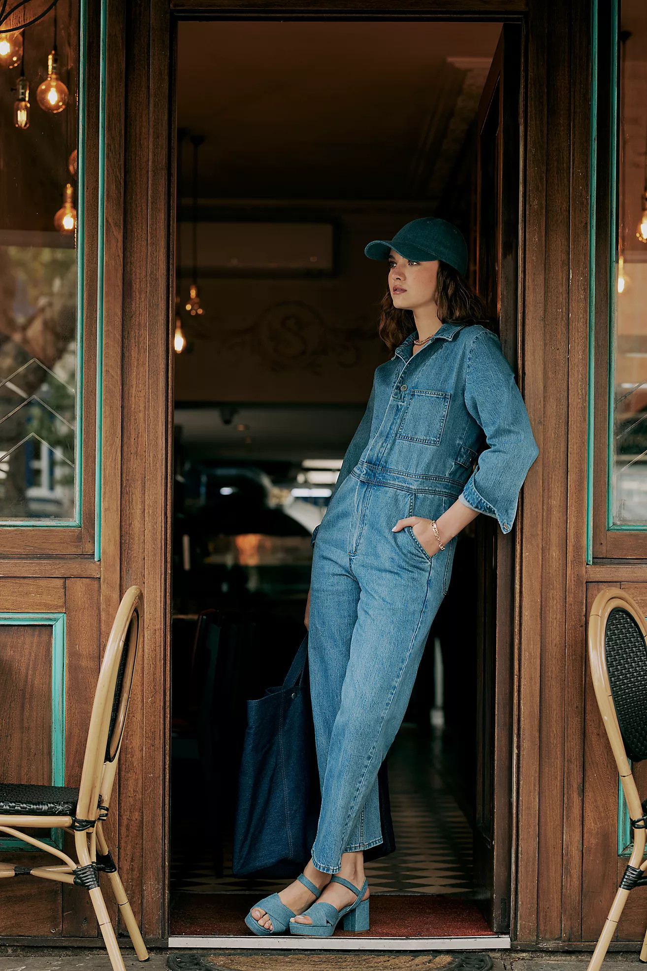 Seventy + Mochi Indie Long-Sleeve Denim Jumpsuit | Anthropologie (UK)