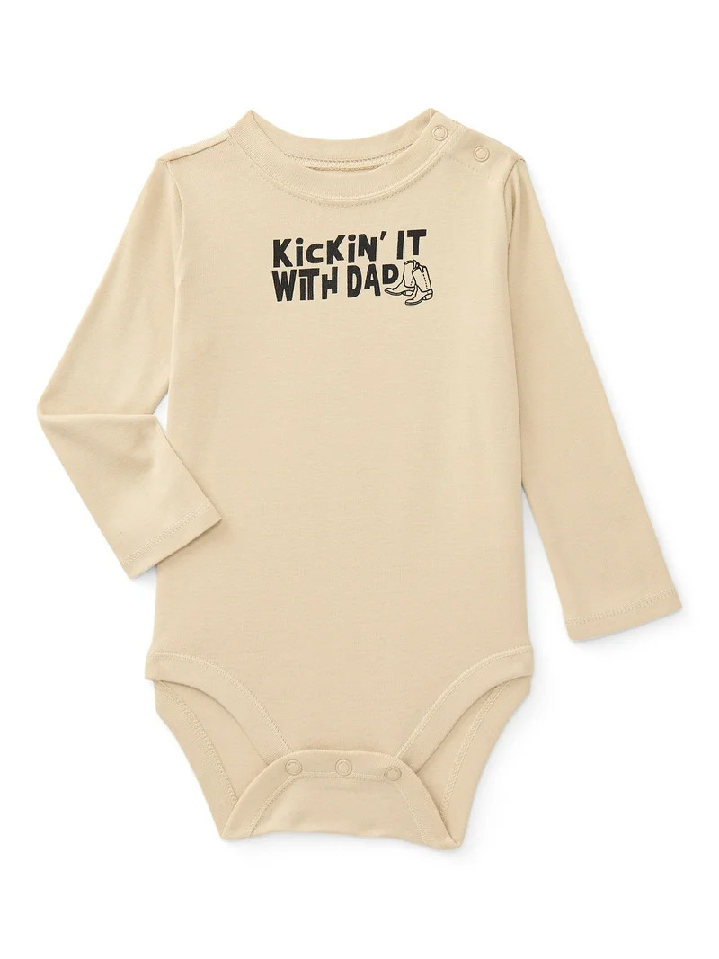 Wonder Nation Baby Boy Long Sleeve Graphic Bodysuit, Sizes 0-24 Months | Walmart (US)