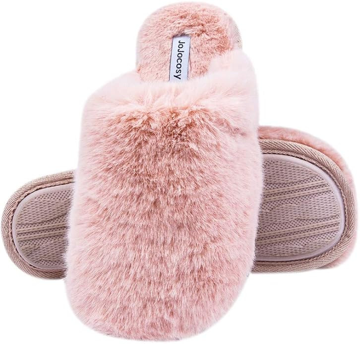 Densely Long-haired Lady\u2019s Comfy Fuzzy Memory Foam Scuff Women\u2019s Warm Plush Closed-Toe ... | Amazon (US)