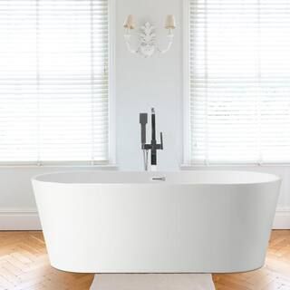 Vanity Art Bordeaux 59 in. Acrylic Flatbottom Freestanding Bathtub in White VA6815 - The Home Dep... | The Home Depot