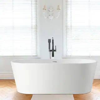 Bordeaux 59 in. Acrylic Flatbottom Freestanding Bathtub in White | The Home Depot