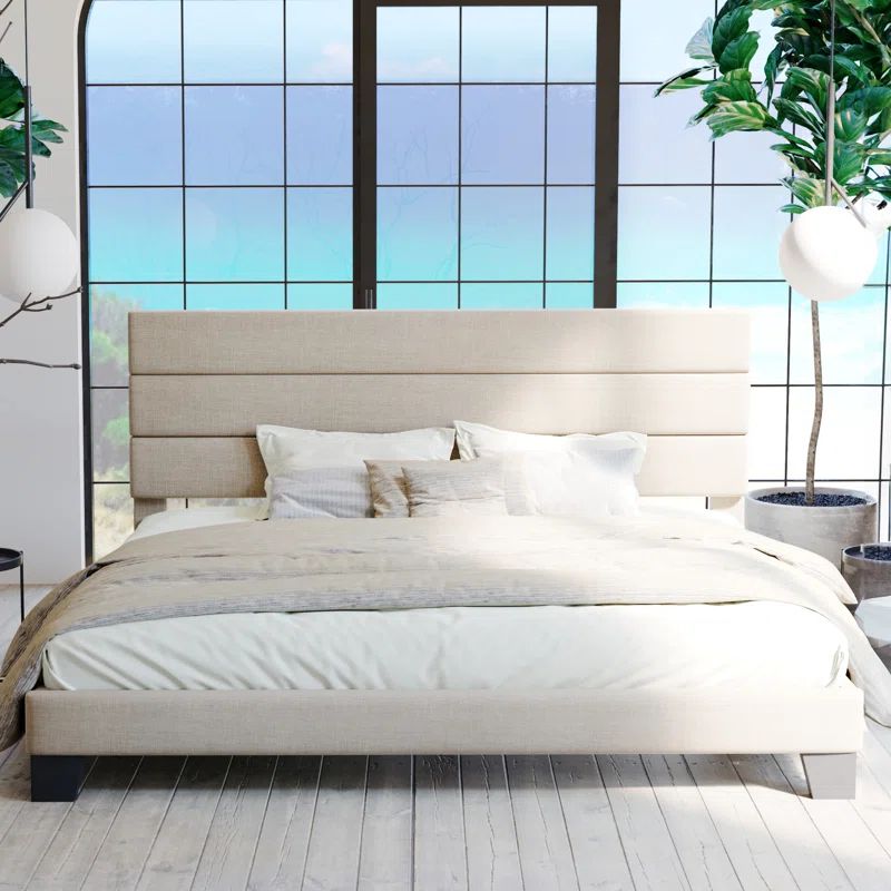 Elison Platform Bed with Fabric Upholstered Headboard and Wooden Slats | Wayfair North America