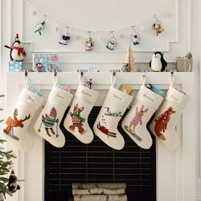 Winter Activities Animal Buddies Stocking - Skating Bunny | West Elm (US)