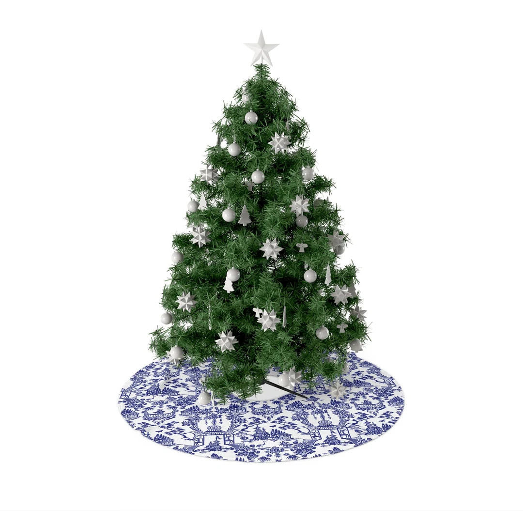 Blue and White Chinoiserie Christmas Tree Skirt Grand - Etsy | Etsy (US)