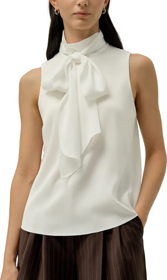 Sleeveless Tie-Neck Silk Blouse | Nordstrom