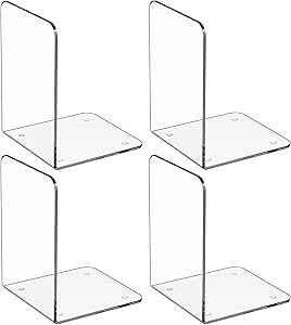 MaxGear Book Ends Clear Acrylic Bookends for Shelves, Non-Skid Bookend, Heavy Duty Book End, Book... | Amazon (US)
