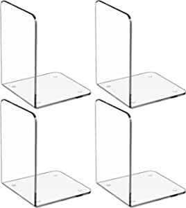 MaxGear Book Ends Clear Acrylic Bookends for Shelves, Non-Skid Bookend, Heavy Duty Book End, Book... | Amazon (US)