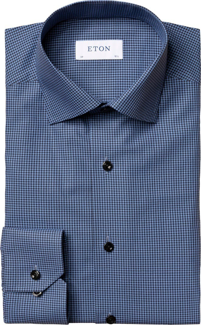 Slim Fit Blue Check Crease Resistant Dress Shirt | Nordstrom