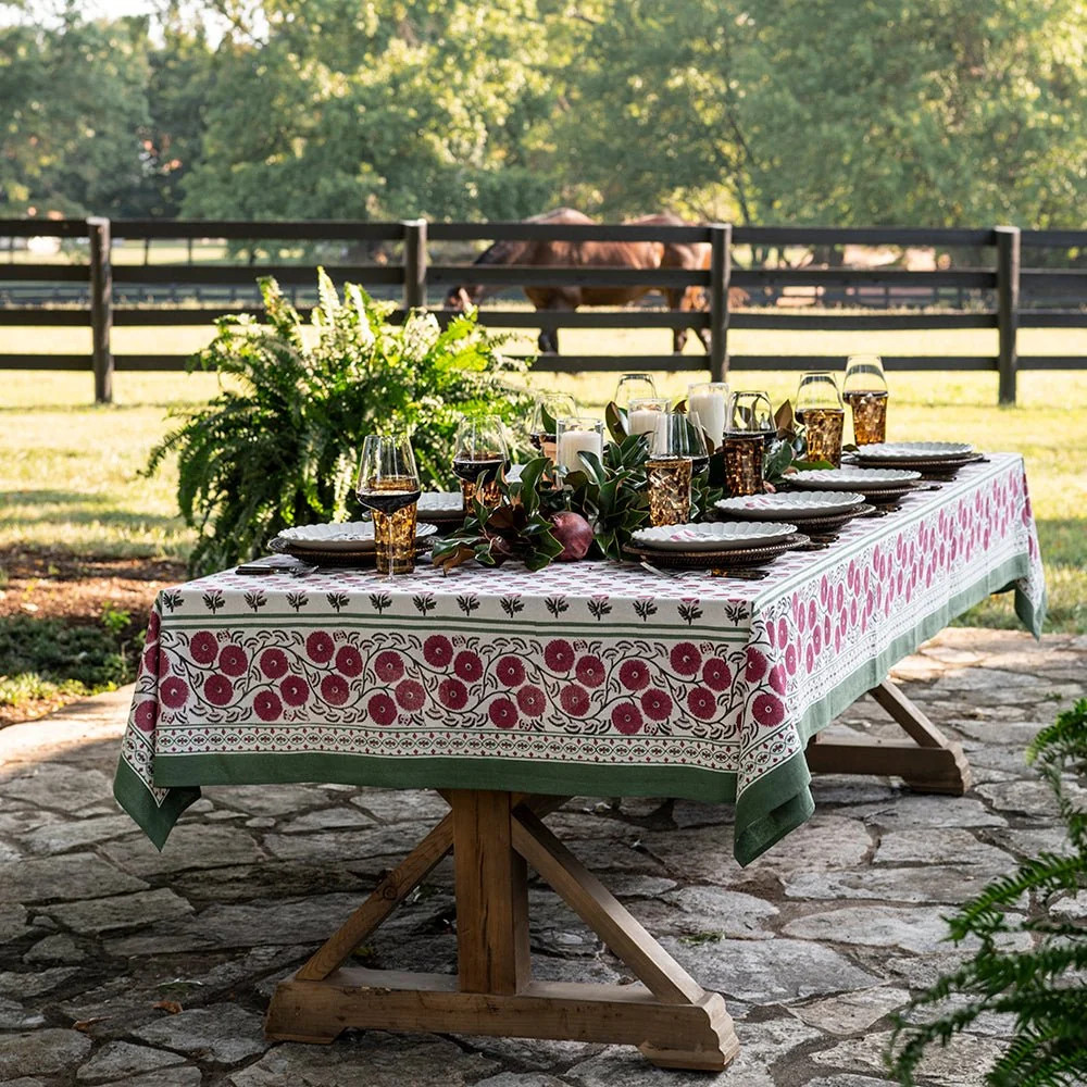 Gaya Rose Tablecloth | Pomegranate