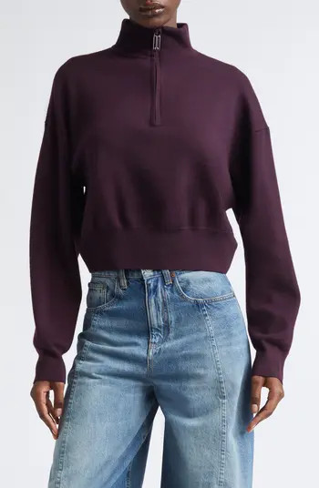 Victoria Beckham Merino Wool Blend Interlock Half Zip Sweater | Nordstrom | Nordstrom