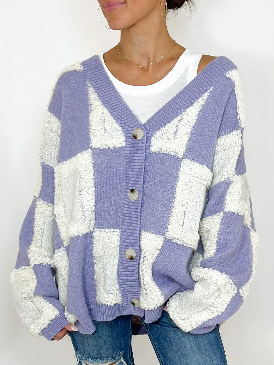 Scooter Check Cardigan | Lavender | +Plus Available | Talulah