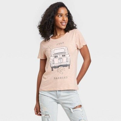Women's Just Married Short Sleeve Graphic T-Shirt - Peach | Target