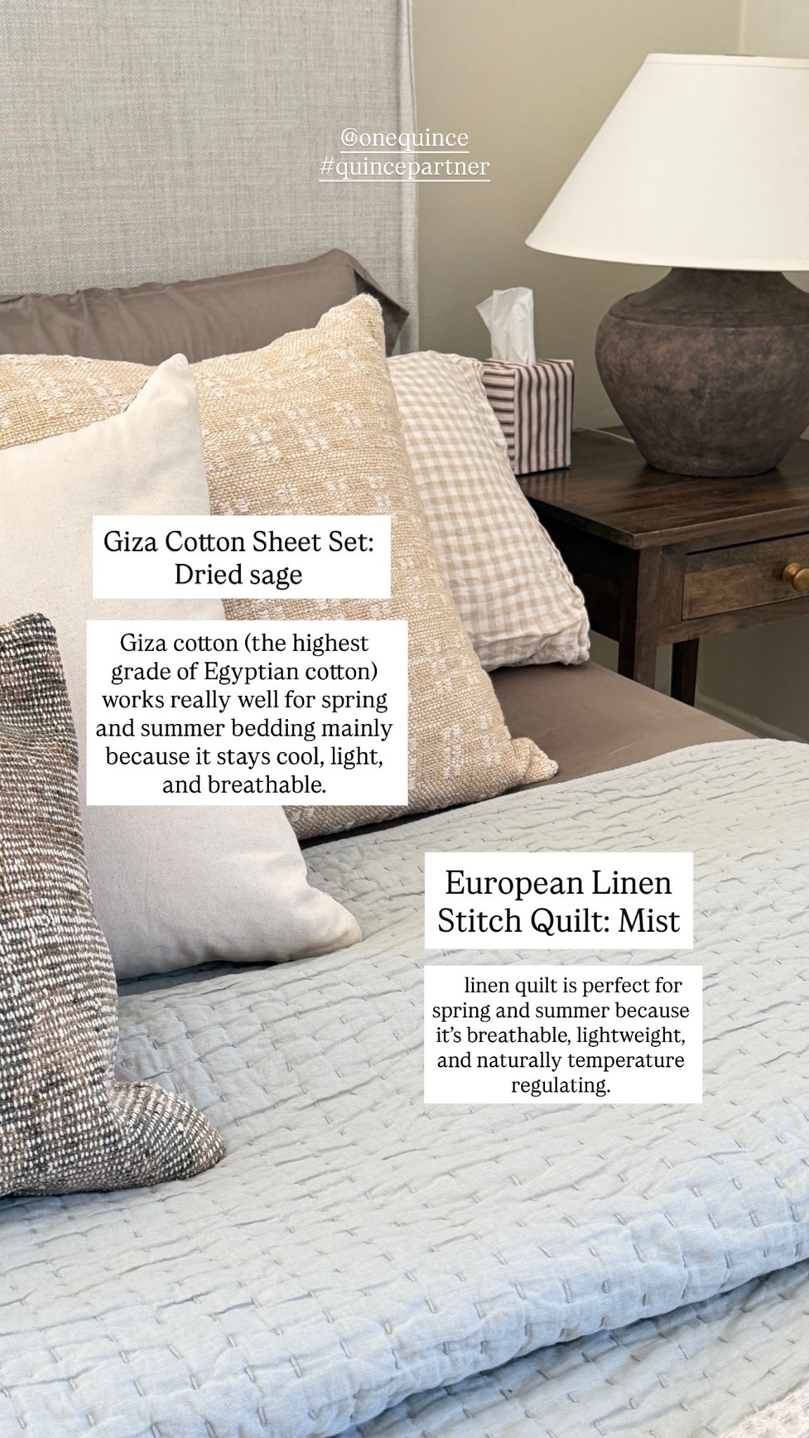 Story 3: quilt & sheets 

I own a couple of these quilts and a couple of these sheet sets from @onequince and they are truly my absolute favorites. I paired the Giza cotton sheet set with the European Linen Stitch Quilt and the combination is so good.

The sheets are silky soft with a smooth sateen finish, but still breathable and temperature regulating for year-round comfort. The quilt adds that relaxed linen texture and subtle stitched detail that makes the bed feel layered and intentional.

Together, it gives you that boutique hotel feel without it looking overly styled or stiff. The quality genuinely surprised me, especially at this price point.

#quincepartner

#LTKSaleAlert #LTKHome