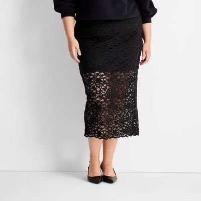 Women's Lace Midi Skirt - Future Collective Black | Target