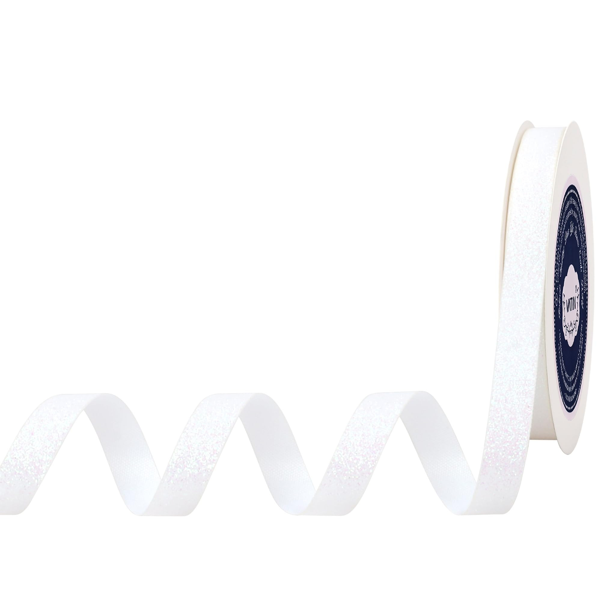 VATIN White Iridescent Continues Glitter Ribbon 3/8 Inch x 25 Yards - for Gift Wrapping, Crafts, ... | Amazon (US)