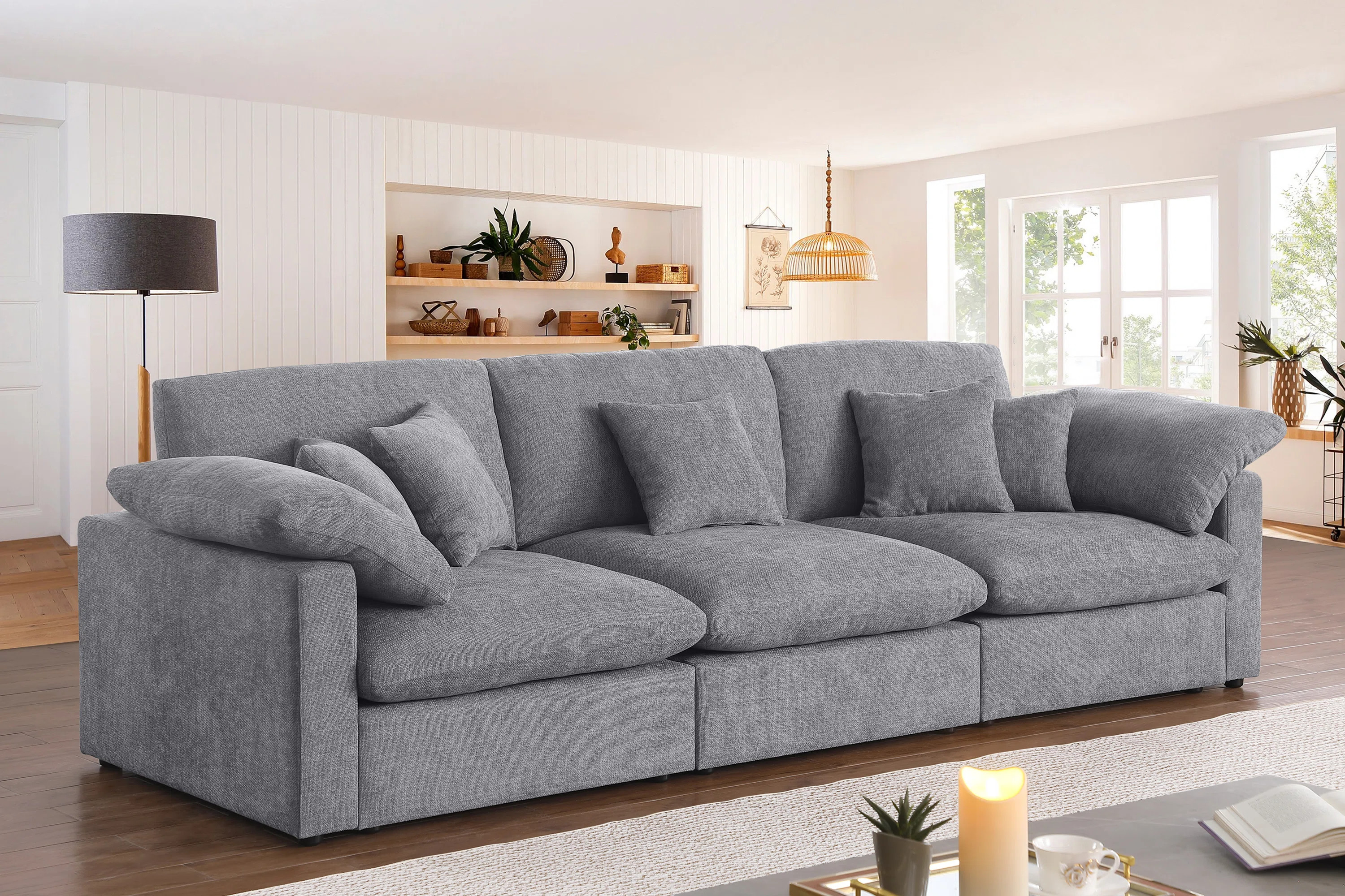 155.7" U Shape Sectional Sofa Cloud Couch With Removable Ottomans | Wayfair North America