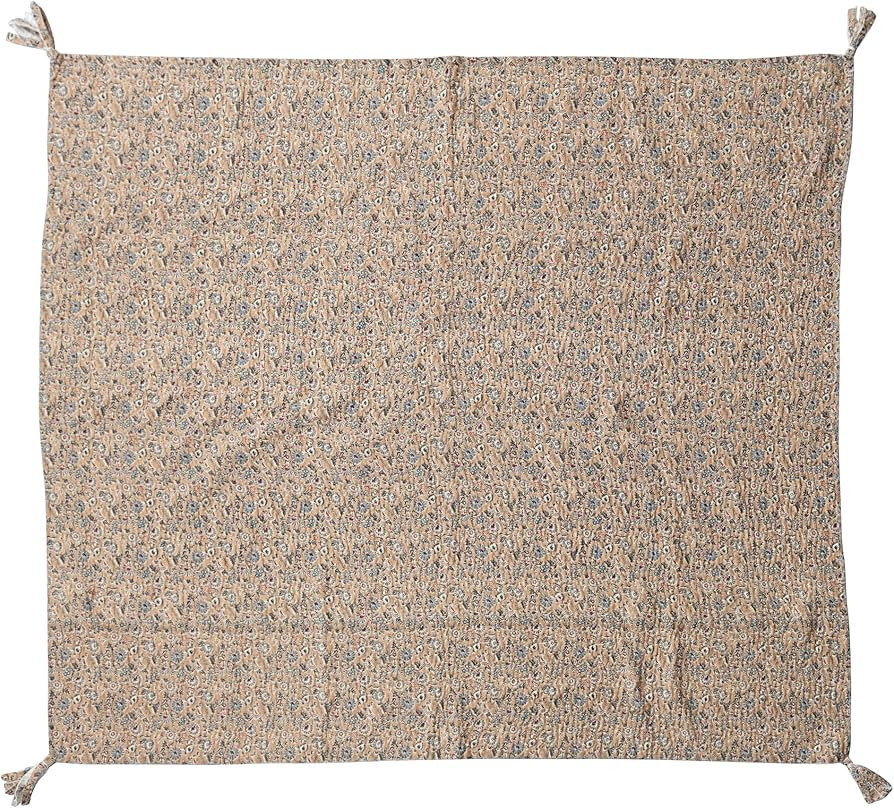 Creative Co-Op Cotton Kantha Stitch Floral Print and Tassels, Multicolor Throw Blanket, Multi | Amazon (US)