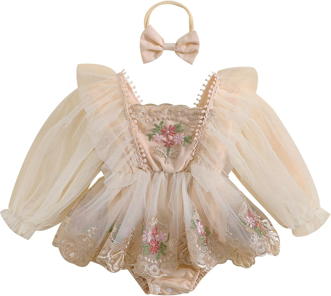 One opening Baby Girl Clothes Floral Boho Lace Romper Bodysuit Romper Jumpsuit Summer Outfit Summ... | Amazon (US)