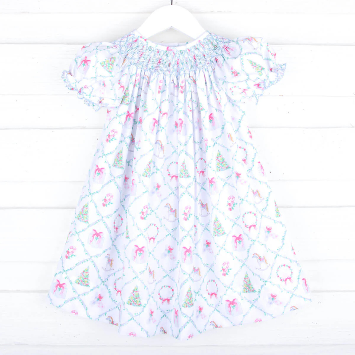 The Broke Brooke x CW Geo Smocked Bishop Dress | Classic Whimsy