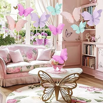 Butterfly Party Decorations, 3D Butterfly Birthday Decorations, 4 Pcs Crepe Paper Hanging Decorat... | Amazon (US)