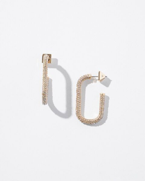 Gold Crystal Pave Link Hoop Earrings | White House Black Market
