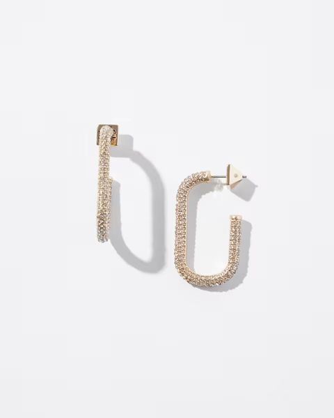 Gold Crystal Pave Link Hoop Earrings | White House Black Market