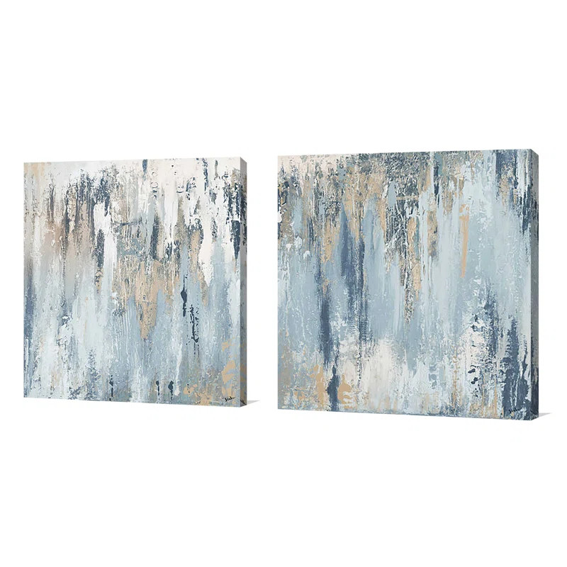 Blue Illusion Square - 2 Piece Wrapped Canvas Print Set | Wayfair North America