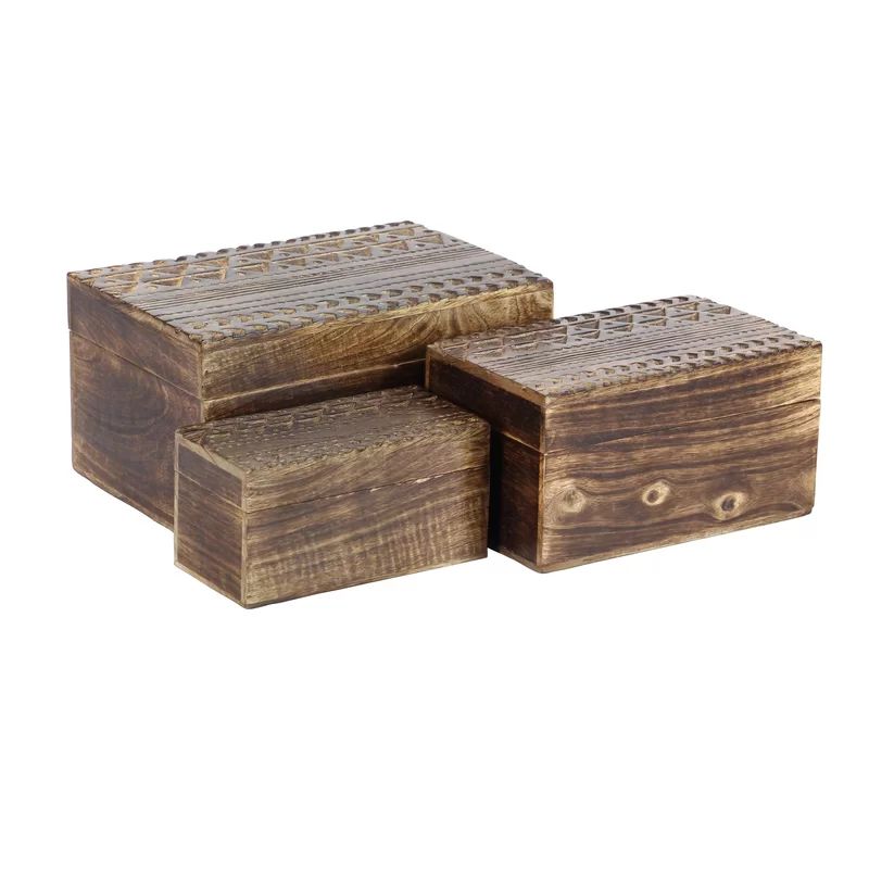 Sandstrom Rustic 3 Piece Rectangular Solid Wood Box Set | Wayfair North America