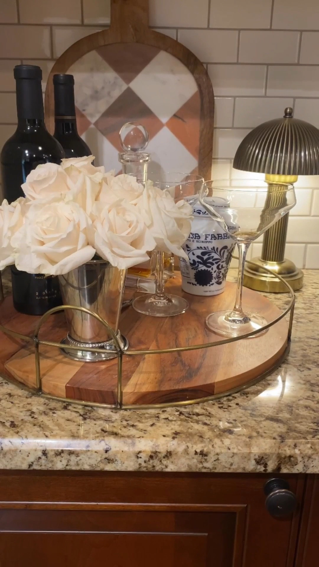 The perfect home bar setup. Collect your favorite wine, decanter, and cocktail glasses on a tray. Add garnish like these cherries or olives and some cocktail picks. Then add a small lamp for the ambiance, and voila! #martiniglass #cocktailsetup #hosting #cocktailhour #barware #ralphlaurenaesthetic #homebar #drinksathome #homebarsetup #homebarideas



#LTKvlog #LTKFindsUnder100 #LTKHome

https://liketk.it/5Ngi5

#LTKHome #LTKOver40 #LTKSaleAlert