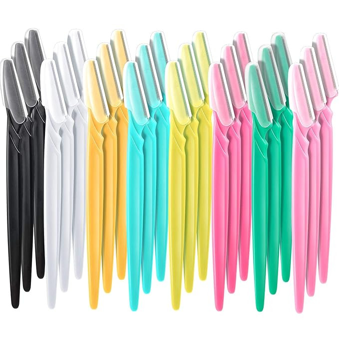 Amazon.com: Boao 24 Pieces Eyebrow Razor Facial Razor Shaper Trimmer with Precision Cover (Multic... | Amazon (US)