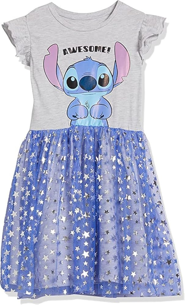 Disney Stitch Ruffle Sleeve Tulle Dress-Girls Sizes 4-16 | Amazon (US)