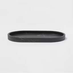 Marble Bath Tray Black - Threshold™: Resin Vanity Accessory, Spot Clean, 9.49" Depth | Target