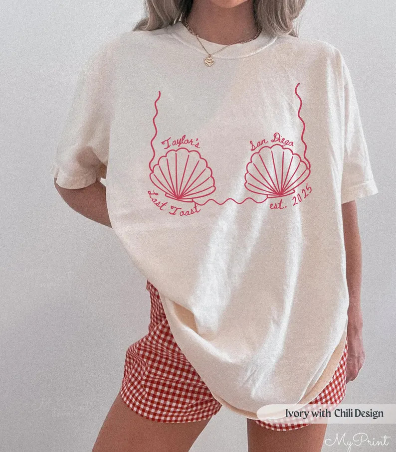 Custom Beach Bachelorette Comfort Colors Shirts, Doodle Bikini Mermaid Bachelorette, Last Toast o... | Etsy (US)