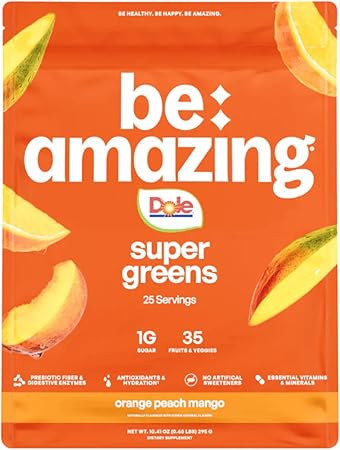 BE AMAZING Super Greens Powder with Prebiotics, Digestive Enzymes & Antioxidants, 35 Fruits & Veg... | Amazon (US)